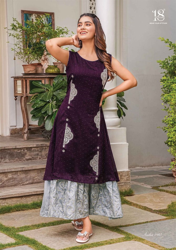 18 Attitude Aastha Vol 19 One Piece Party Wear Kurtis
